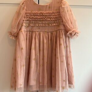 Toddler Dress-Blush pink with gold sparkles!